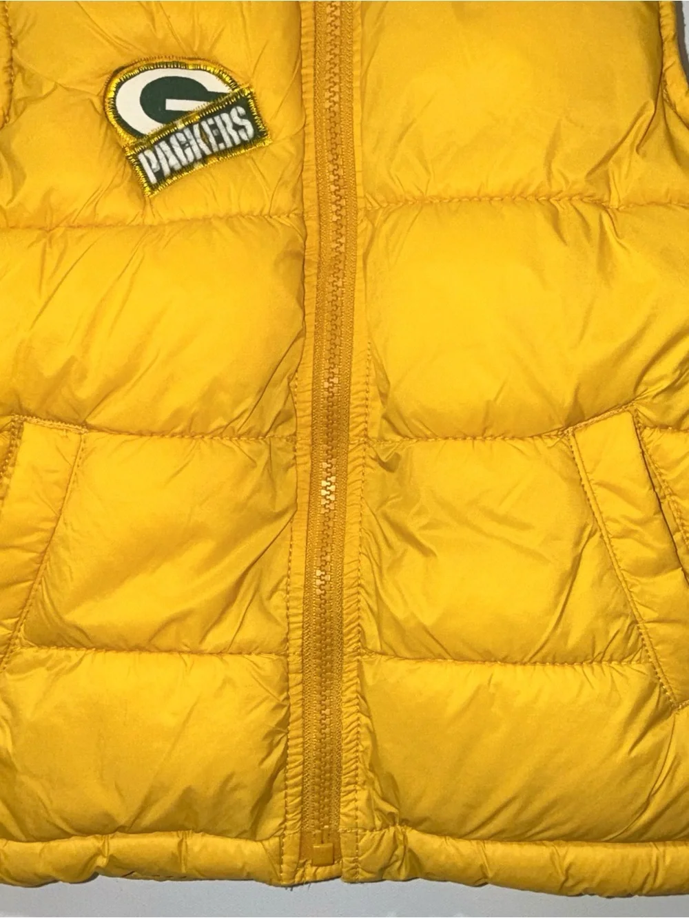 Old Navy Green Bay Packers Kids 5T Puffer Vest Fleece Lined NFL